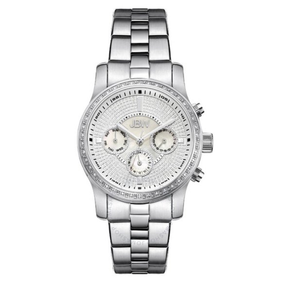 JBW Vixen Mother of Pearl Crystal Dial Steel Bracelet Diamond Bezel Ladies Watch